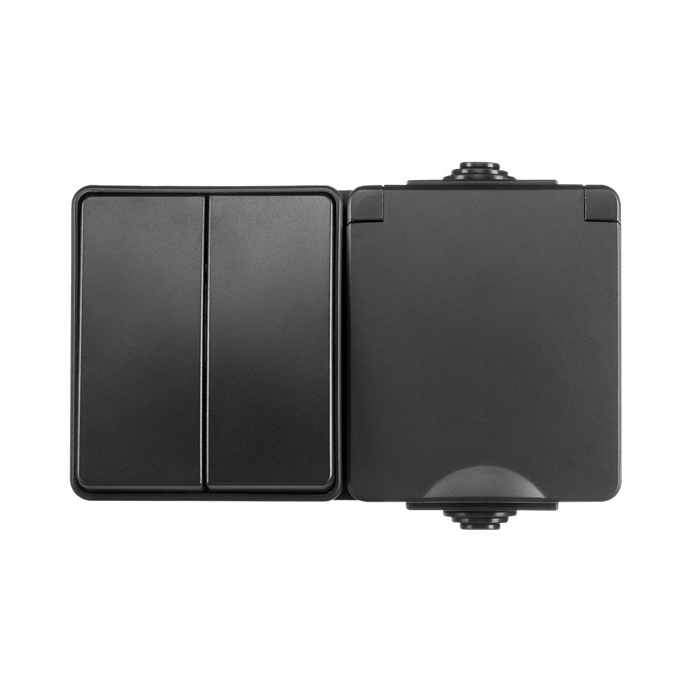 ION Opbouw Combinatie Horizontaal Wandcontactdoos en Serieschakelaar IP55 afbeelding 1