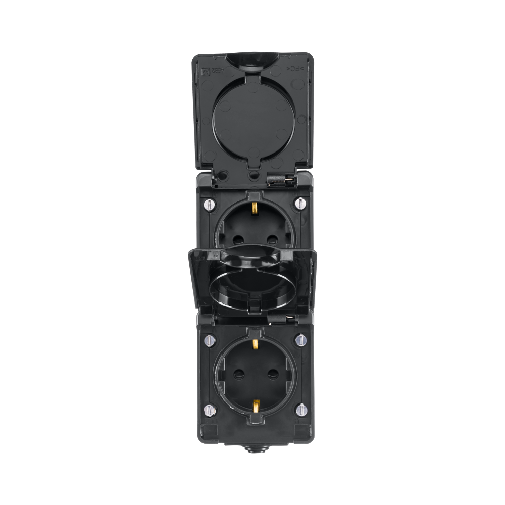 ION Opbouw Wandcontactdoos 2-voudig Verticaal IP55 Zwart afbeelding 2
