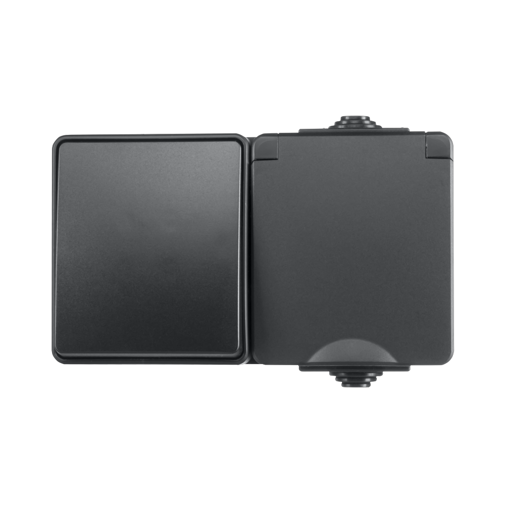 ION Opbouw Combinatie Horizontaal Wandcontactdoos en Wisselschakelaar IP55 afbeelding 1