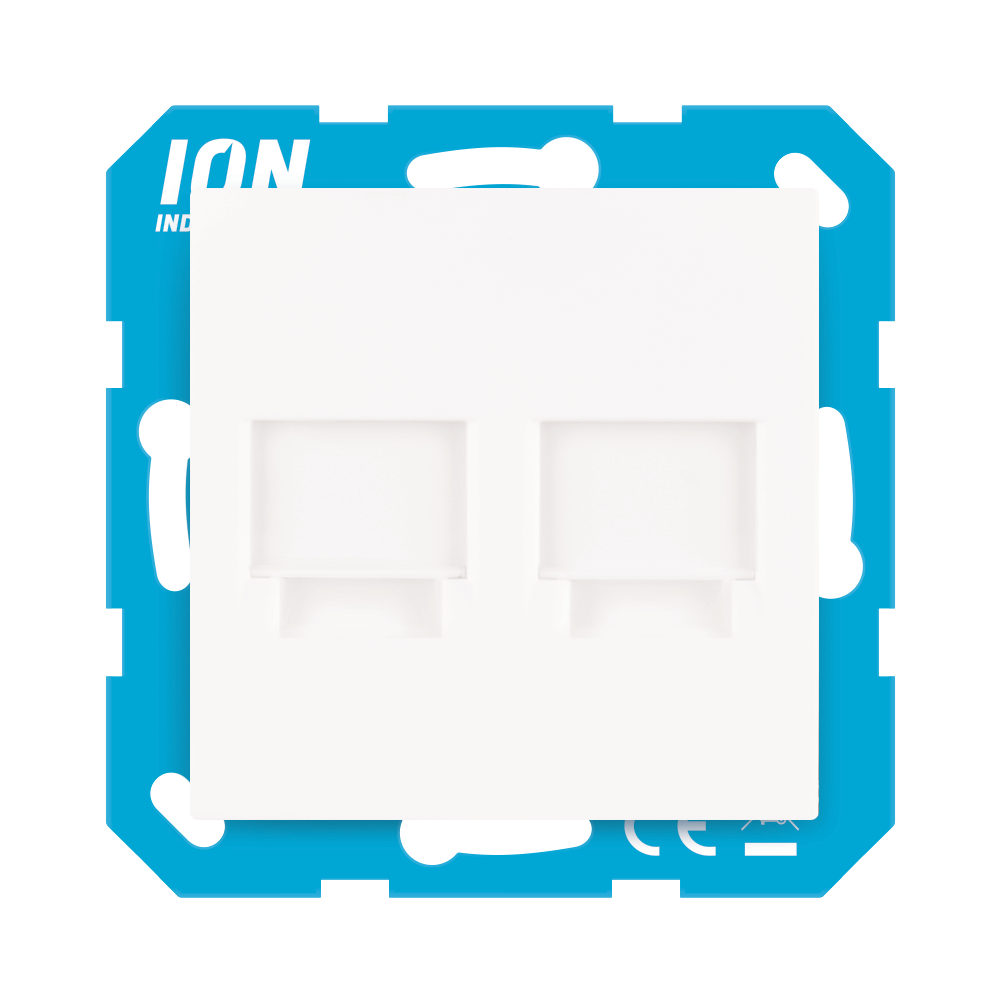 ION Modular Jack 2-voudig met Centraalplaat V1/J1 Alpin Wit afbeelding 3