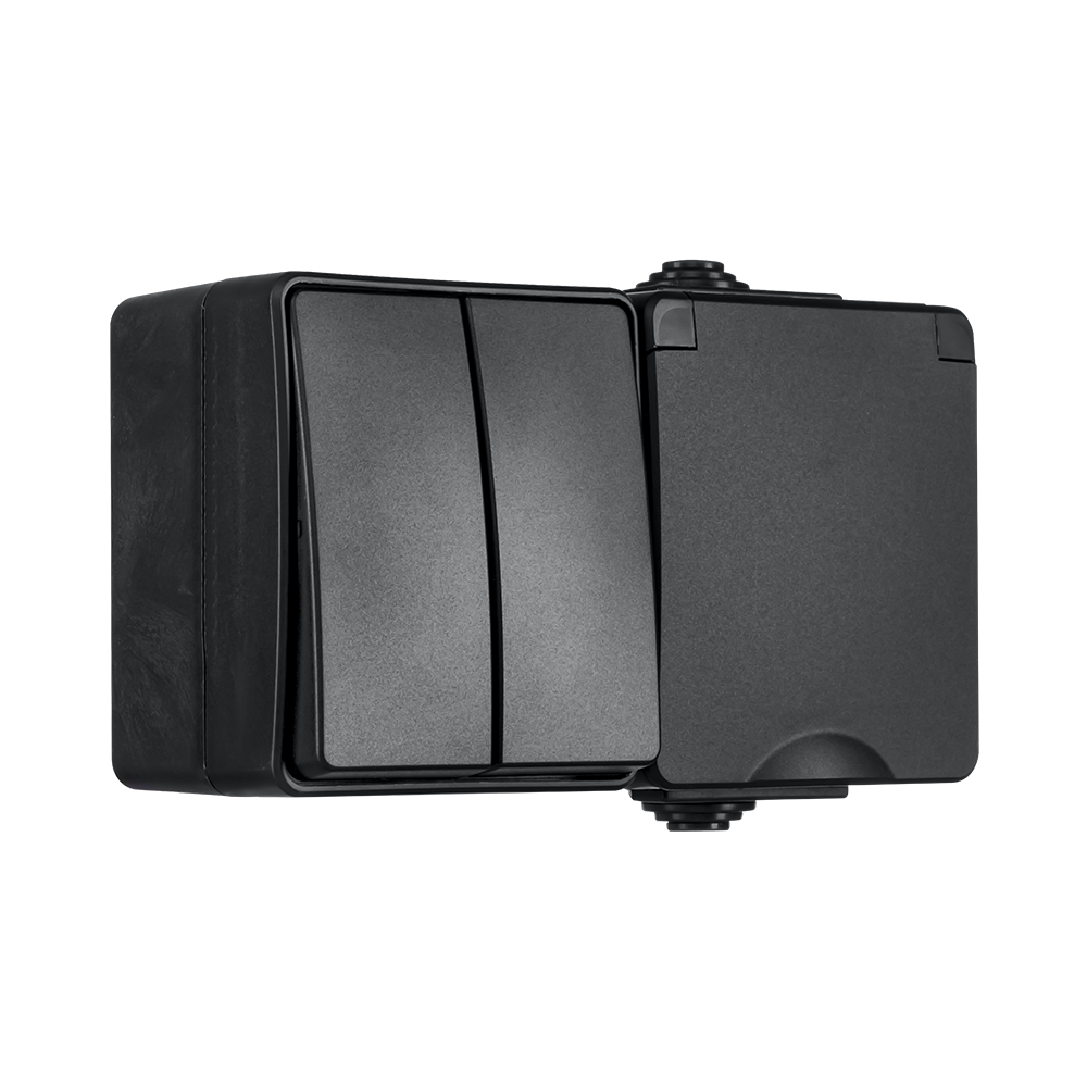 ION Opbouw Combinatie Horizontaal Wandcontactdoos en Serieschakelaar IP55 afbeelding 3