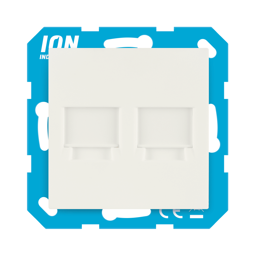 ION Modular Jack 2-voudig met Centraalplaat E1 Mat Alpin Wit afbeelding 1