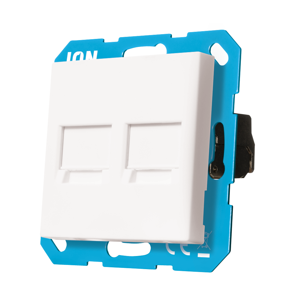 ION Modular Jack 2-voudig met Centraalplaat V1/J1 Alpin Wit afbeelding 2