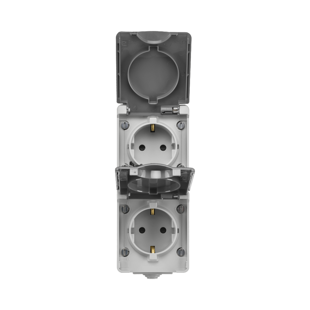 ION Opbouw Wandcontactdoos 2-voudig Verticaal IP55 Grijs afbeelding 2