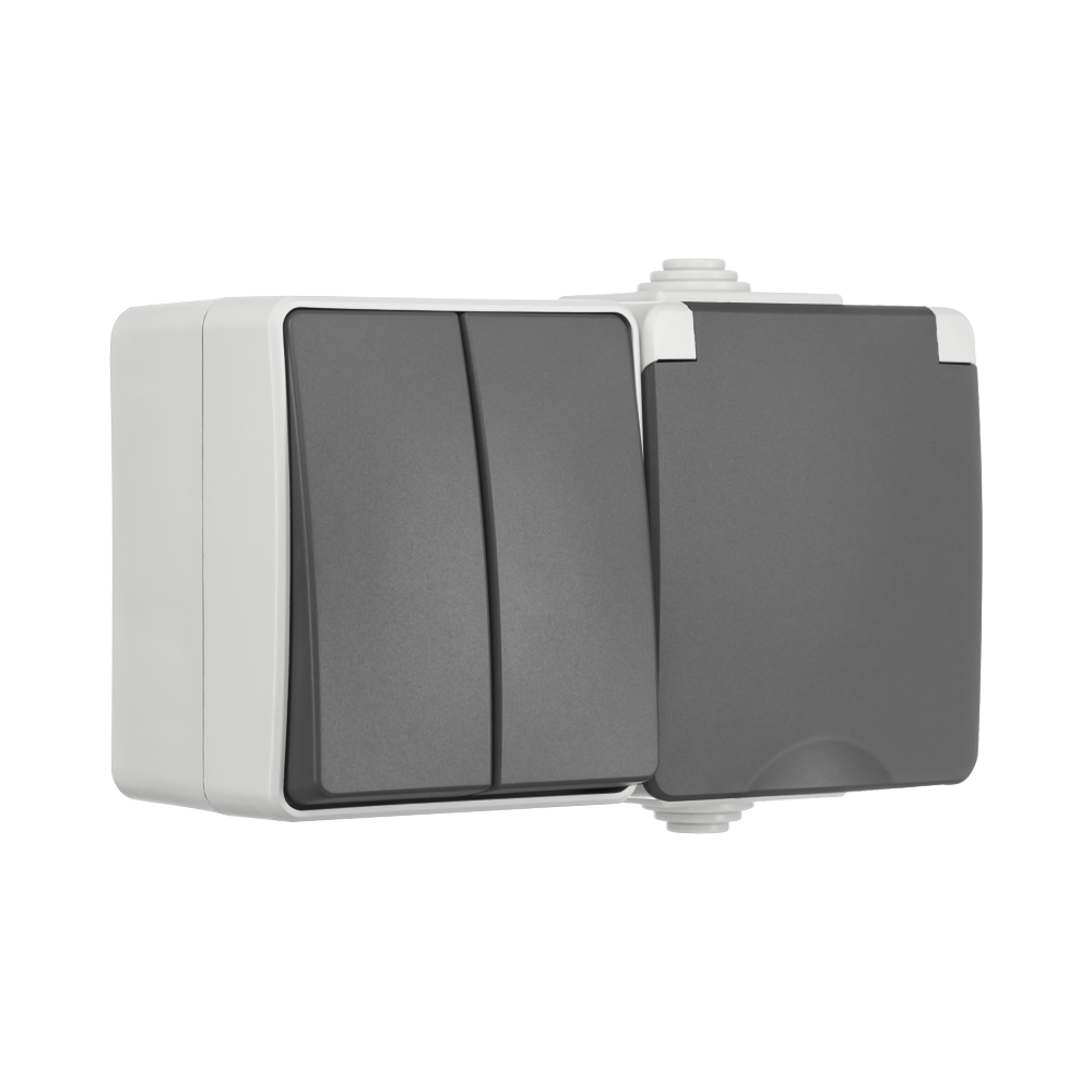 ION Opbouw Combinatie Horizontaal Wandcontactdoos en Serieschakelaar IP55 afbeelding 3