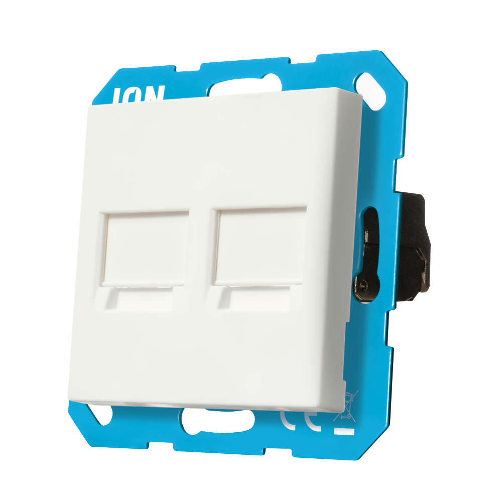 ION Modular Jack 2-voudig met Centraalplaat V1/J1 Mat Alpin Wit afbeelding 3