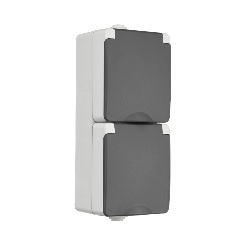ION Opbouw Wandcontactdoos 2-voudig Verticaal IP55 Grijs afbeelding 3