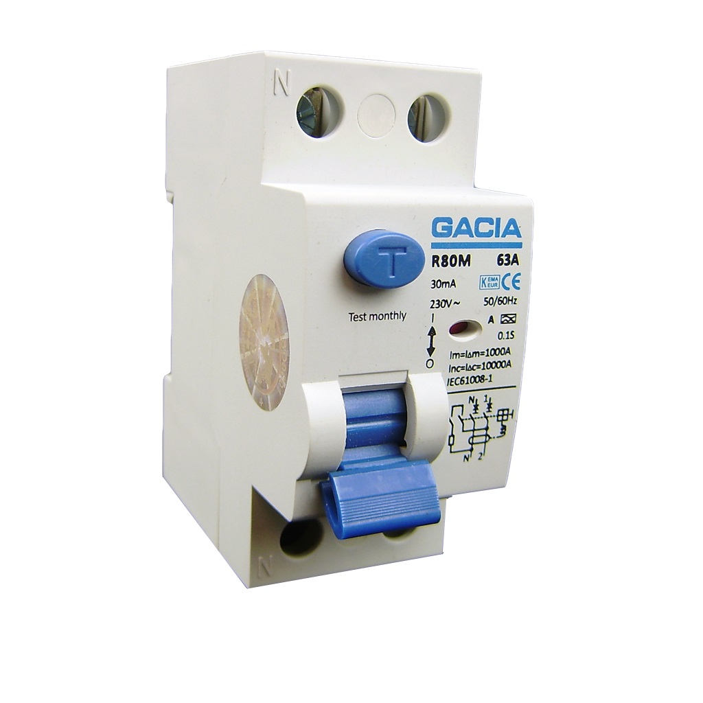 GACIA aardlekschakelaar 4020 Als 2p 40Amp 30mA 10kA LET NUL LINKS