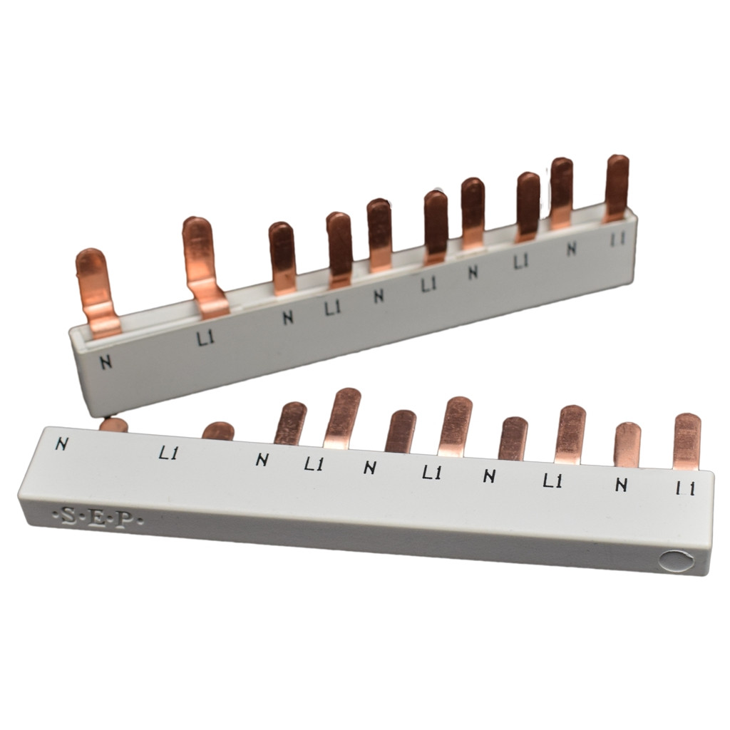 SEP Verdeelkam fase nul voor 1 aardlekschakelaar 2 modules en 4 automaten 1 module pin 2x18mm