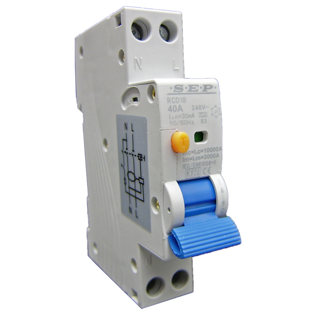 Aardlekschakelaar 10mA 25A 10KA 18mm breed Kemakeur afbeelding 2