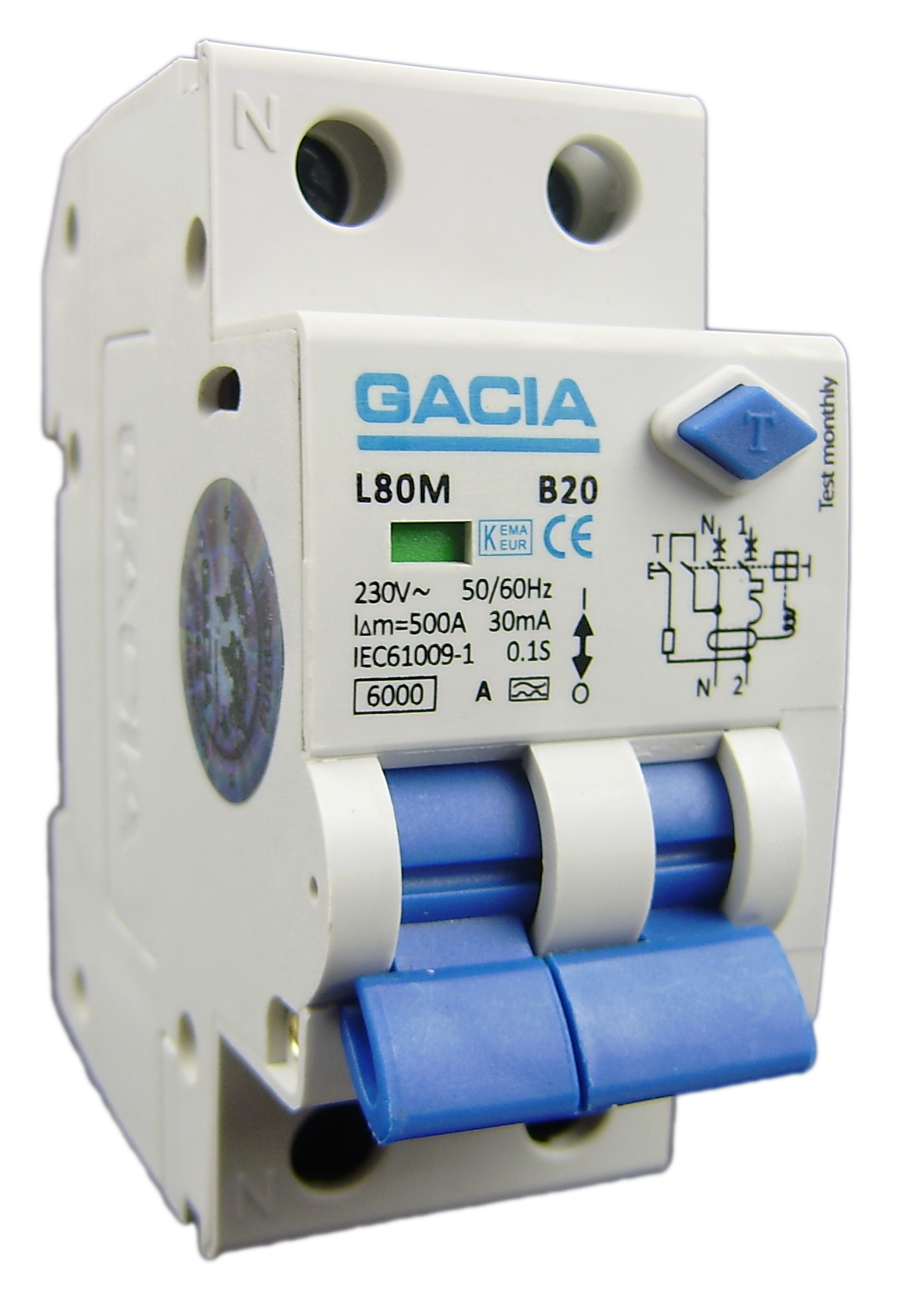 GACIA aardlekautomaat B16 1p+n 16A 30mA 6kA