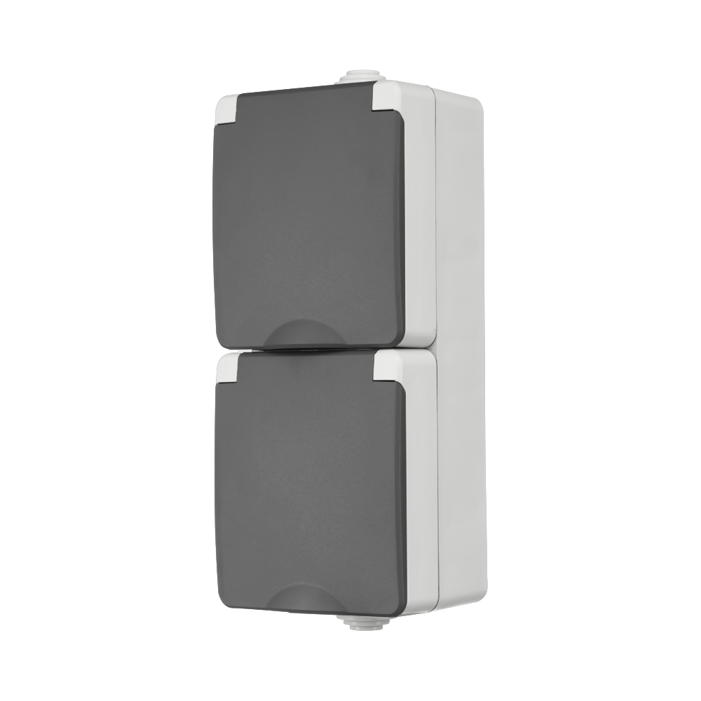 ION Opbouw Wandcontactdoos 2-voudig Verticaal IP55 Grijs afbeelding 4