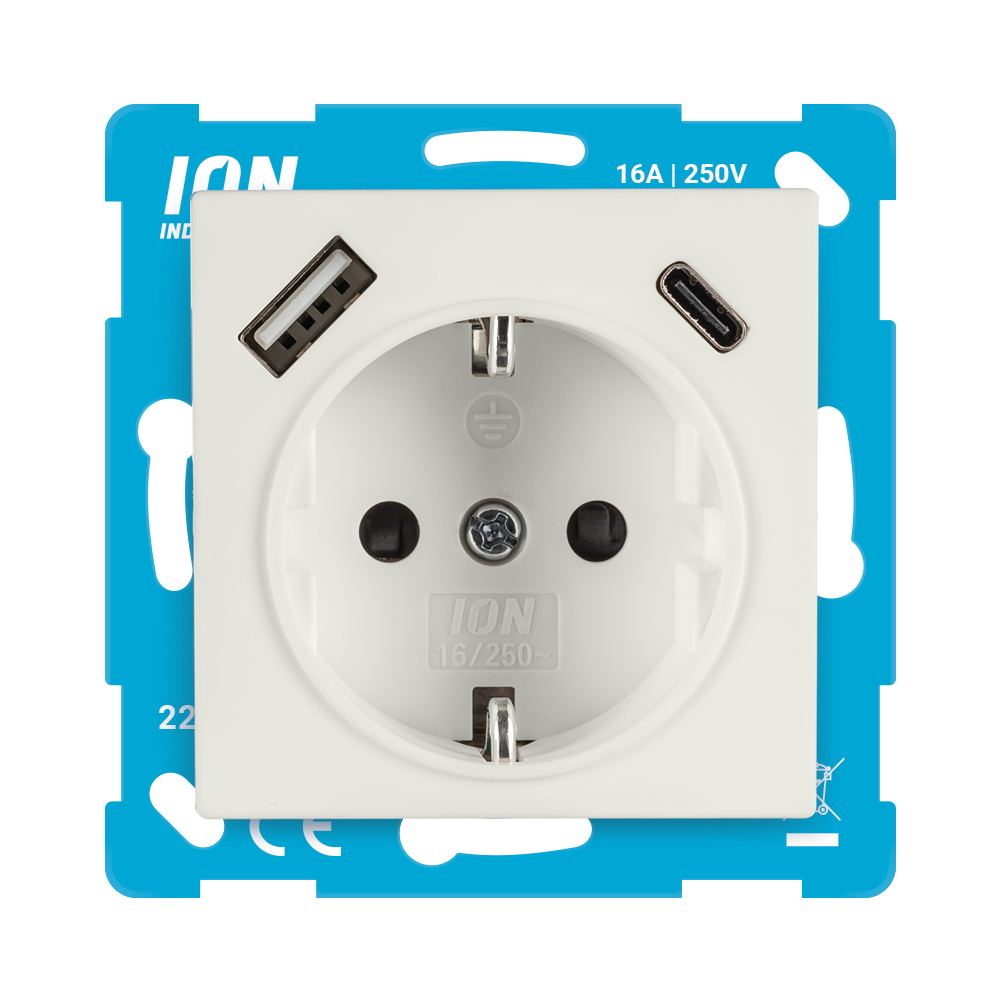 Gira Complete set 245927 Schuko stopcontact USB-poort shutter aanraakbeveiliging type A (max. 2,4 A) type C (max.3A) 021122 1-voudig frame E2 zuiver wit mat inbouw wandcontactdoos smartphone tablet