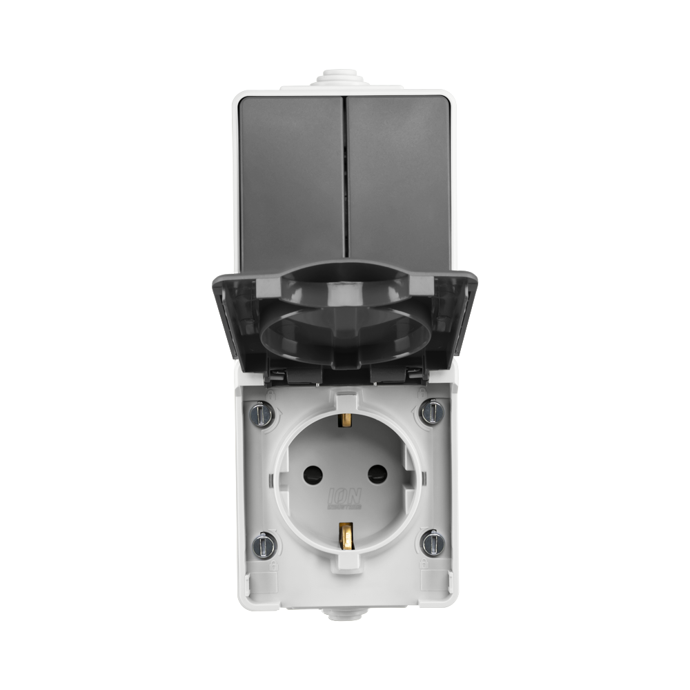 ION Opbouw Combinatie Verticaal Wandcontactdoos en Serieschakelaar IP55 Gr afbeelding 2
