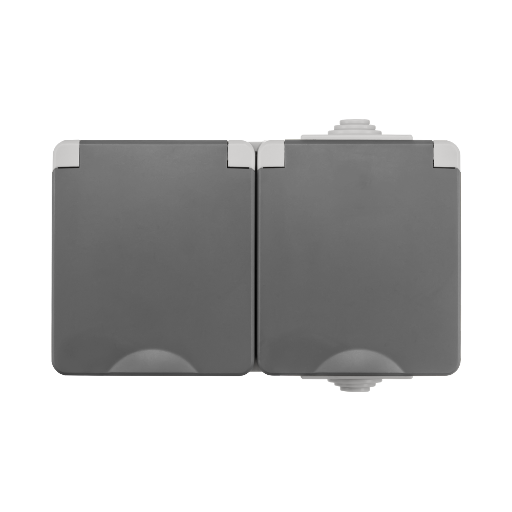 ION Opbouw Wandcontactdoos 2-voudig IP55 Grijs afbeelding 1