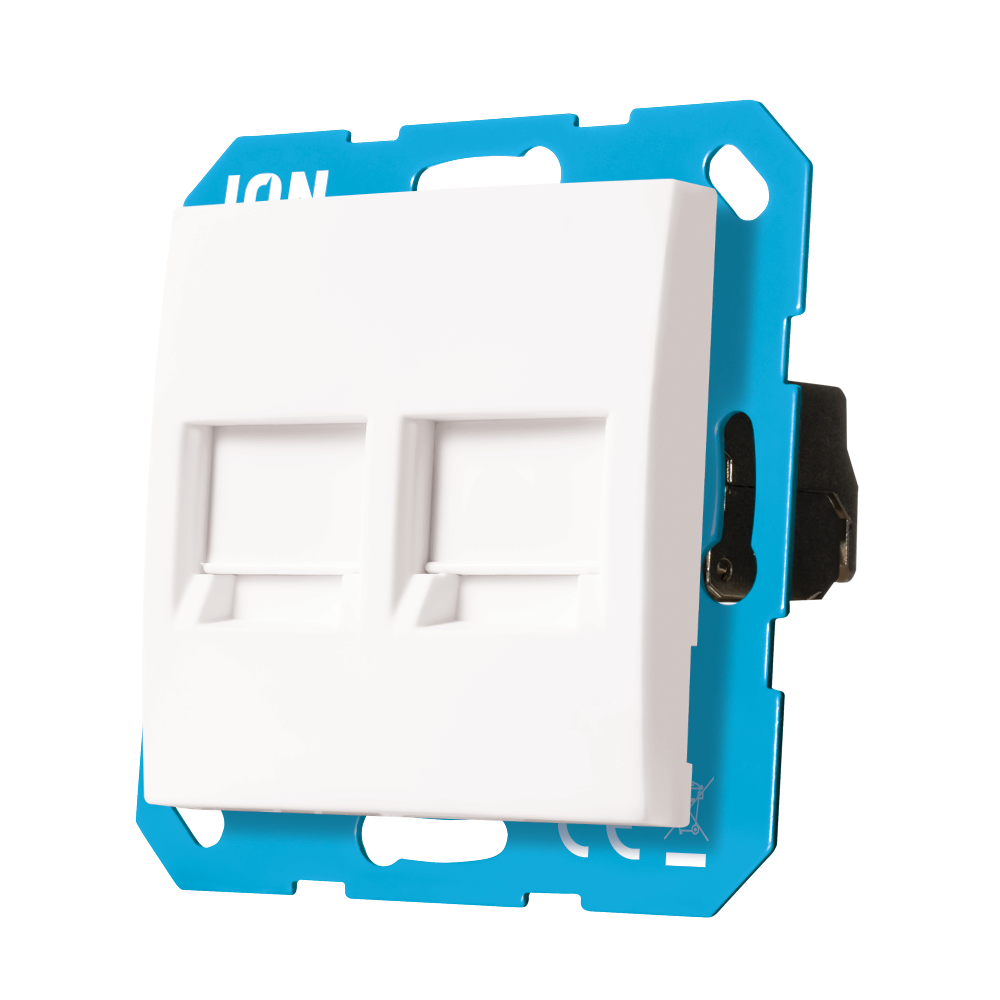ION Modular Jack 2-voudig met Centraalplaat E1 Alpin Wit afbeelding 3