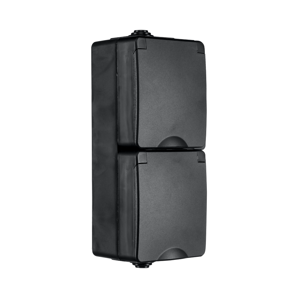 ION Opbouw Wandcontactdoos 2-voudig Verticaal IP55 Zwart afbeelding 3