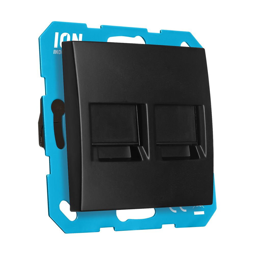 ION Modular Jack 2-voudig met Centraalplaat E1 Mat Zwart afbeelding 2