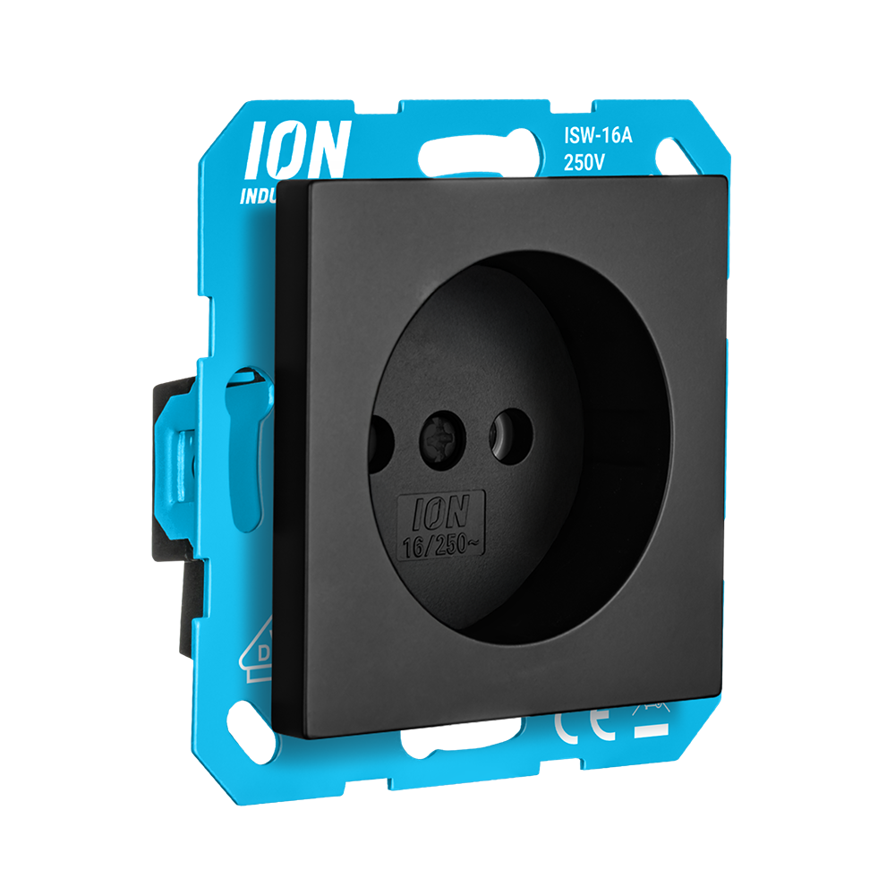ION Wandcontactdoos zonder RA met Aanraakbeveiliging V1/J1 Mat Zwart afbeelding 1