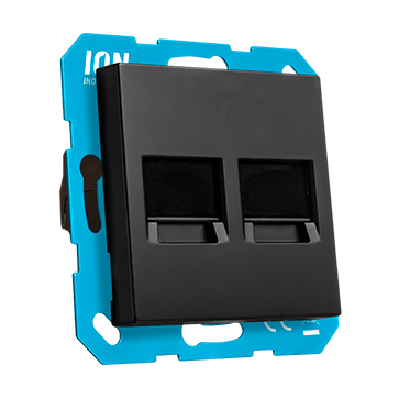 ION Modular Jack 2-voudig met Centraalplaat V1/J1 Mat Zwart afbeelding 2