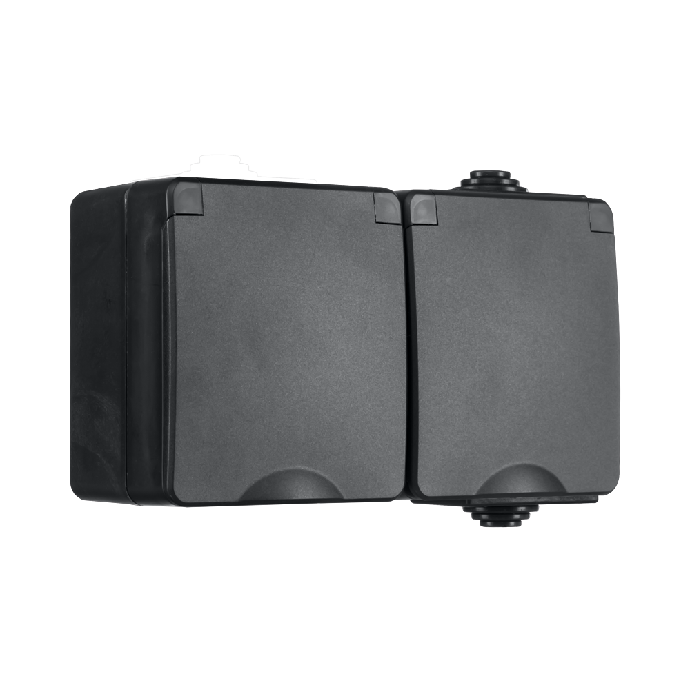 ION Opbouw Wandcontactdoos 2-voudig IP55 Zwart afbeelding 3