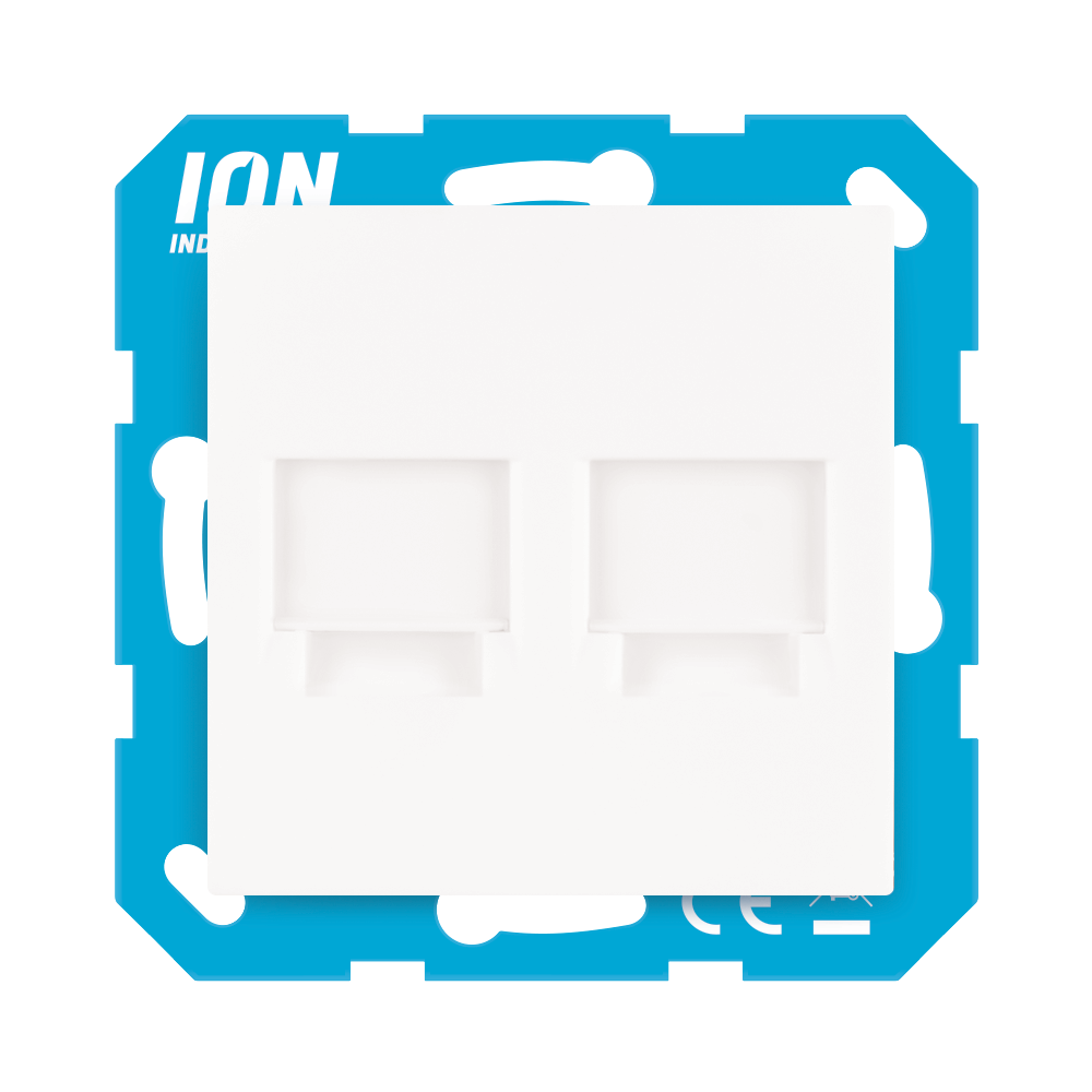 ION Modular Jack 2-voudig met Centraalplaat E1 Alpin Wit afbeelding 1