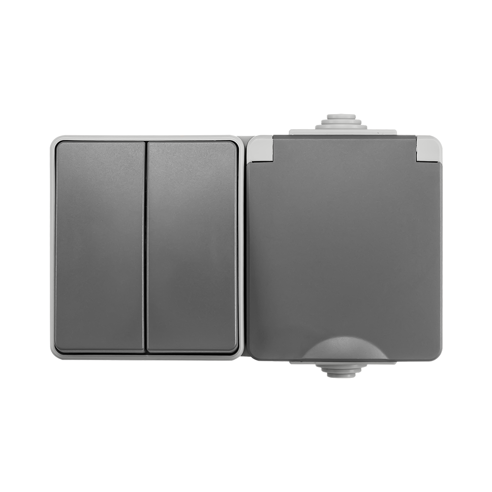ION Opbouw Combinatie Horizontaal Wandcontactdoos en Serieschakelaar IP55 afbeelding 1