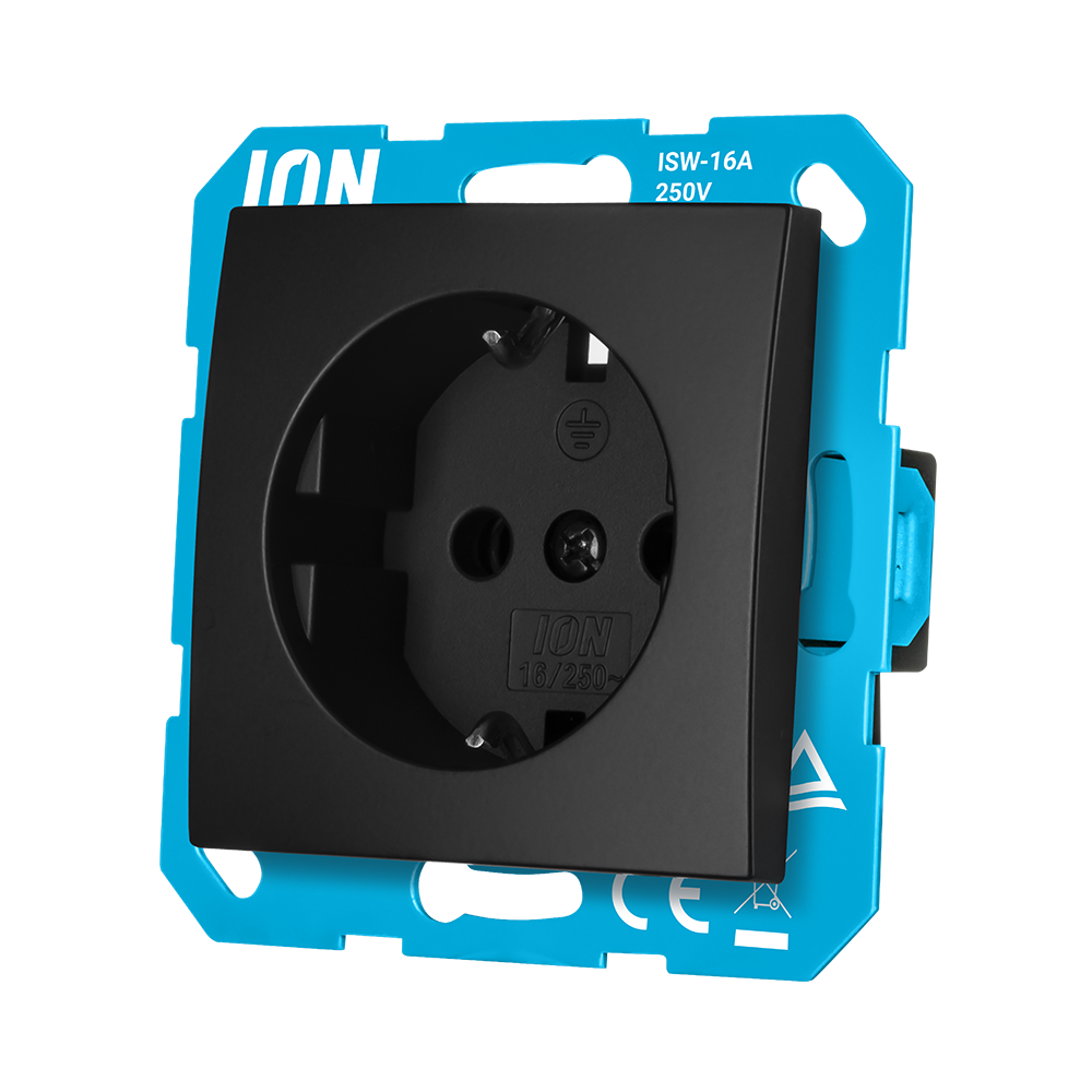ION Wandcontactdoos RA E1 Mat Zwart