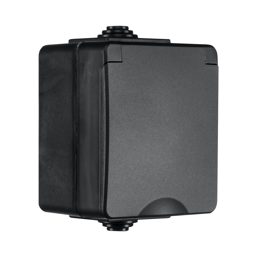ION Opbouw Wandcontactdoos IP55 Zwart afbeelding 3