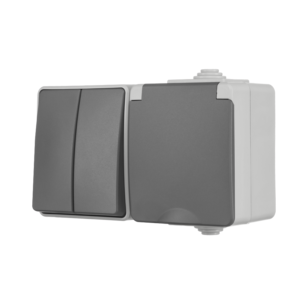 ION Opbouw Combinatie Horizontaal Wandcontactdoos en Serieschakelaar IP55 afbeelding 4
