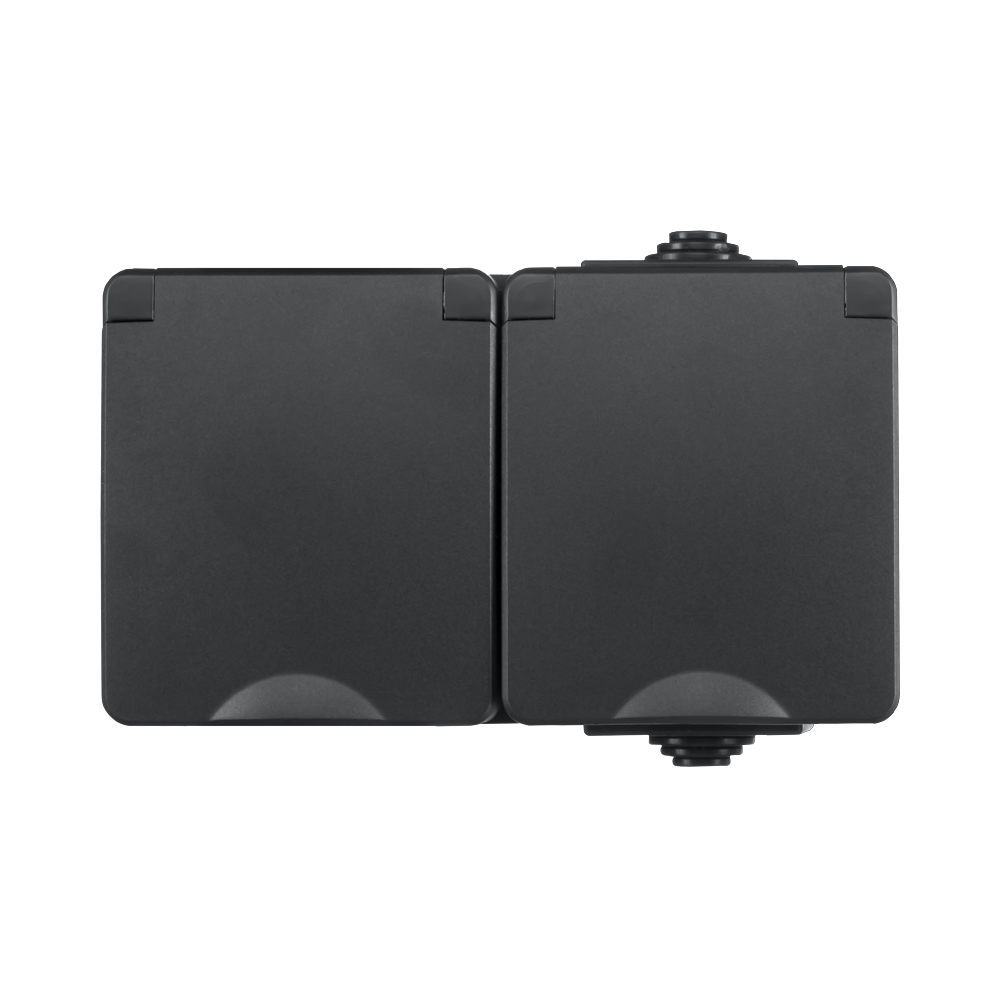 ION Opbouw Wandcontactdoos 2-voudig IP55 Zwart afbeelding 1