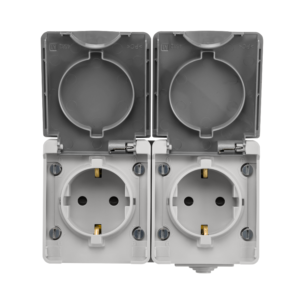 ION Opbouw Wandcontactdoos 2-voudig IP55 Grijs afbeelding 2