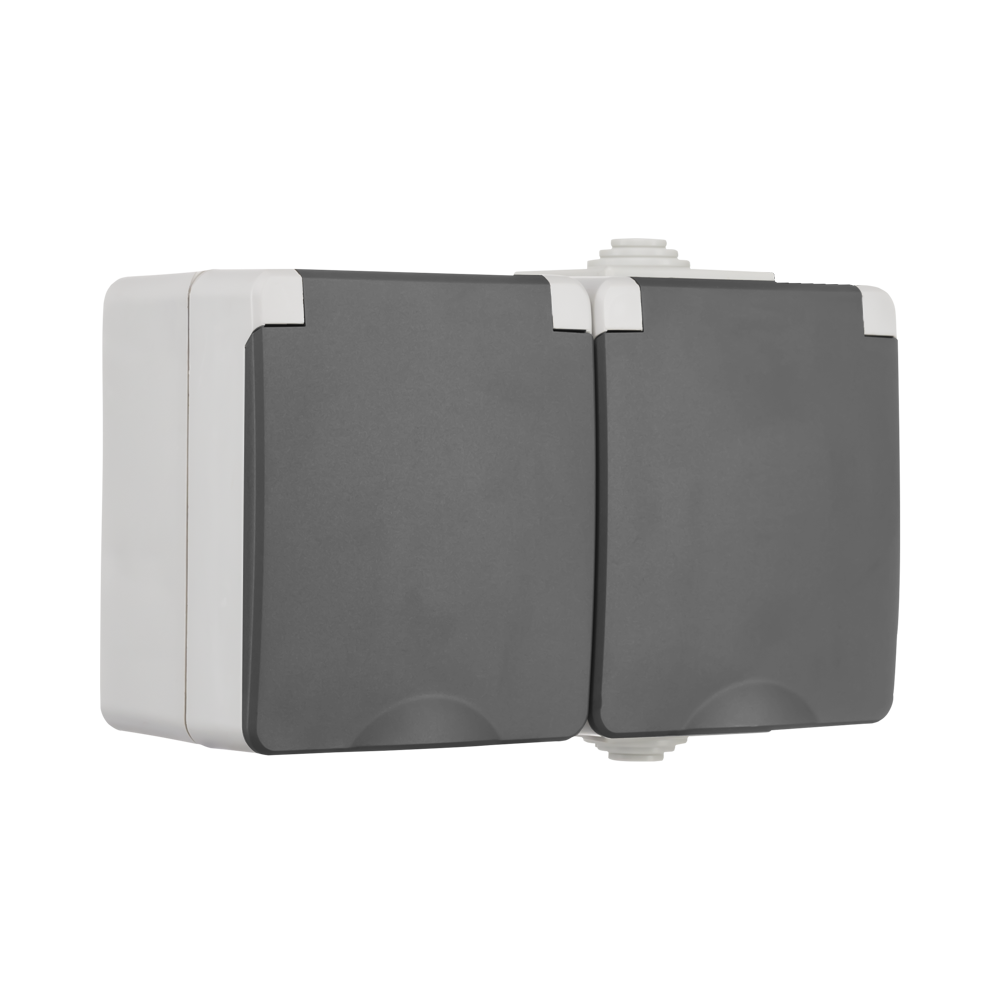 ION Opbouw Wandcontactdoos 2-voudig IP55 Grijs afbeelding 3