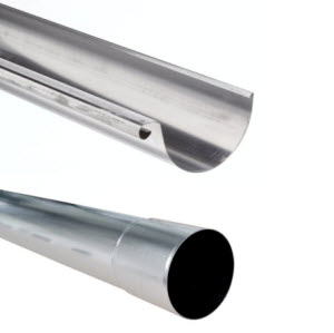 zinken bakgoot 37 p/mtr (l=3mtr) diam. 162 mm 0.8 dik afbeelding 2