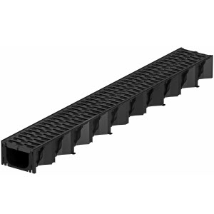aco hexaline kunststof goot zwart l=1000mm incl. zwart kunststof roost
