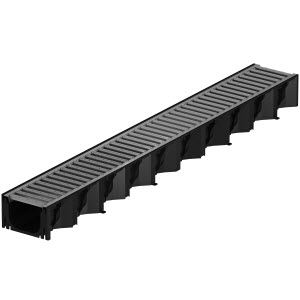 aco hexaline kunststof goot zwart l=1000mm incl. vz.st. sleufrooster