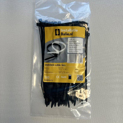 InstallatieBalie Kabelbinder PA 200x4,8mm UV-bestendig zwart (100st)
