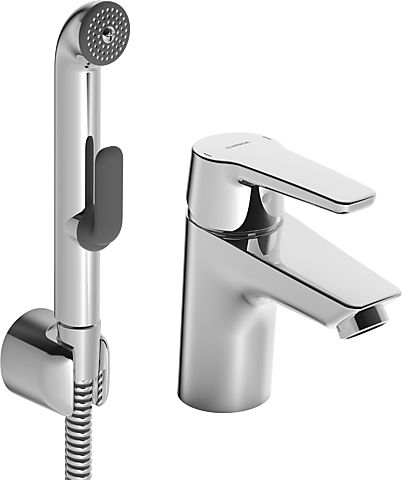 hansapolo wastafelkraan met bidetta handdouche. zonder waste-bediening afbeelding 2