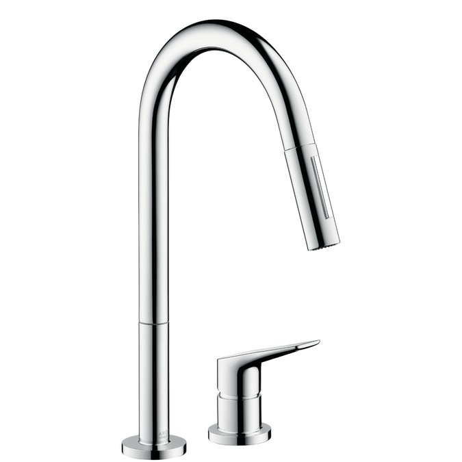 hg ax citterio m 2-gats keukenmengkraan 34822000 uittrekbare uitloop chroom afbeelding 1