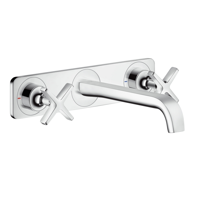 hansgrohe ax citterio e 3-gats wastafelkraan wand chr.met plaat afbeelding 2