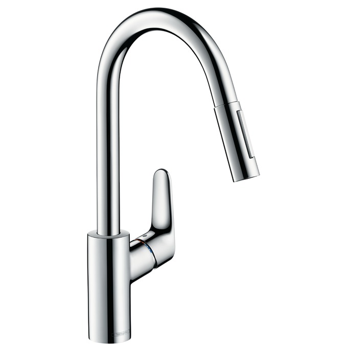 hansgrohe focus kmk +uittrekb. vuistd. rvs-look 31815800 rvs look afbeelding 1