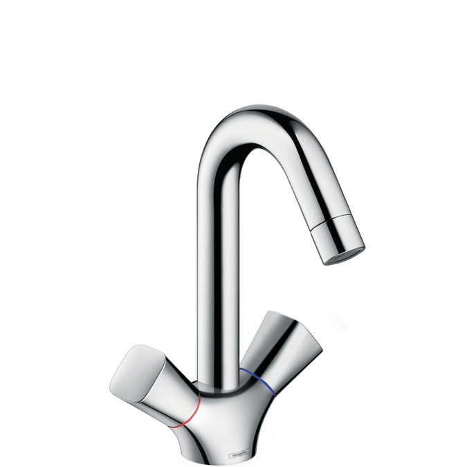 hansgrohe logis 180 tweegreeps wastafelmengkraan 71222000 chroom m.waste hoge uitloop afbeelding 1