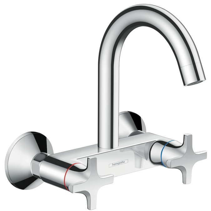 hansgrohe logis classic keukenmengkraan wand hoge uitloop chroom afbeelding 3