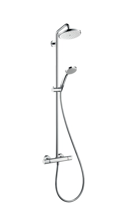 hg croma 220 showerpipe ecostat comfort 27185000 chroom douche-arm 400 mm zwenkbaar