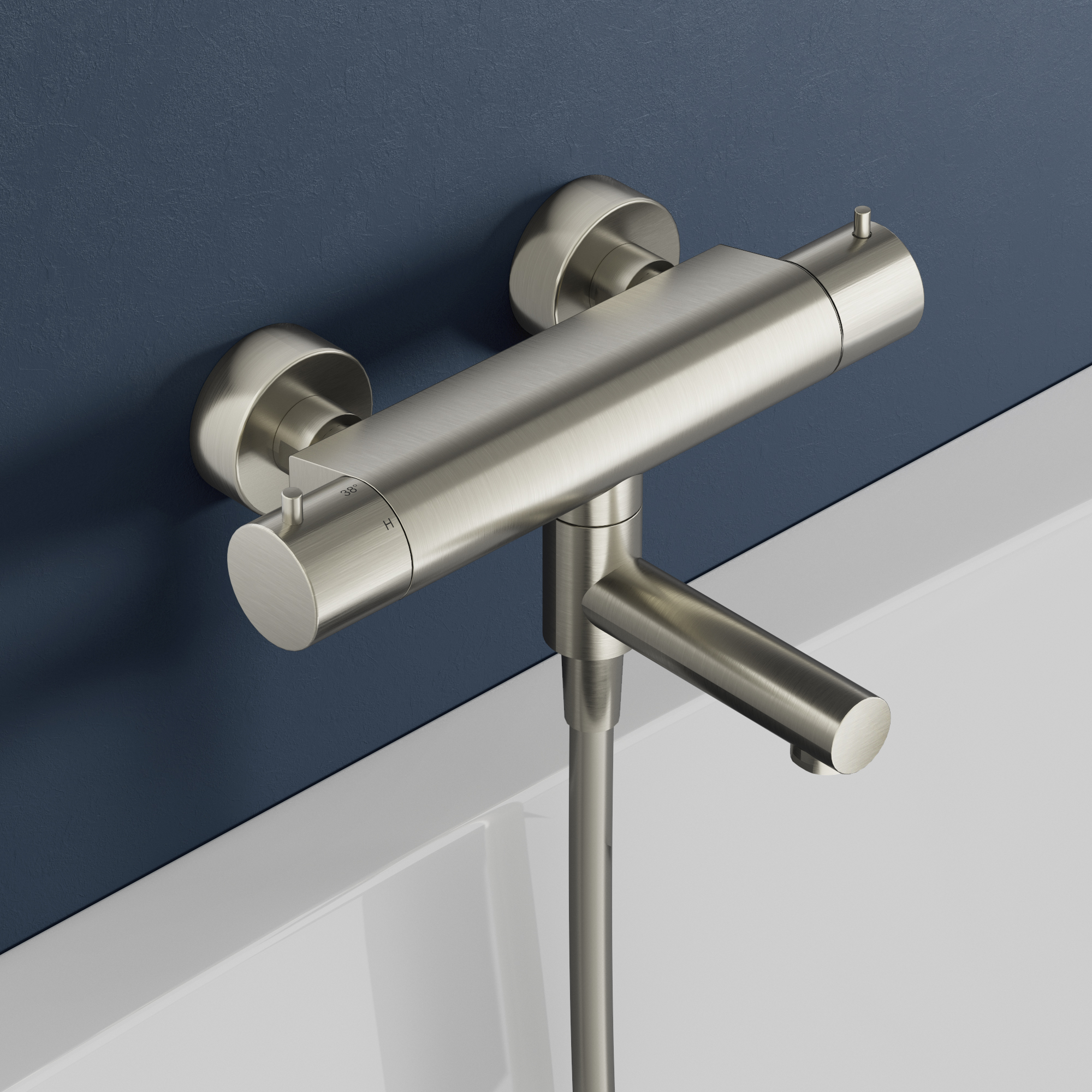 Hotbath buddy 020 opbouw badthermostaat geborsteld nikkel  draaibare uitloop afbeelding 6