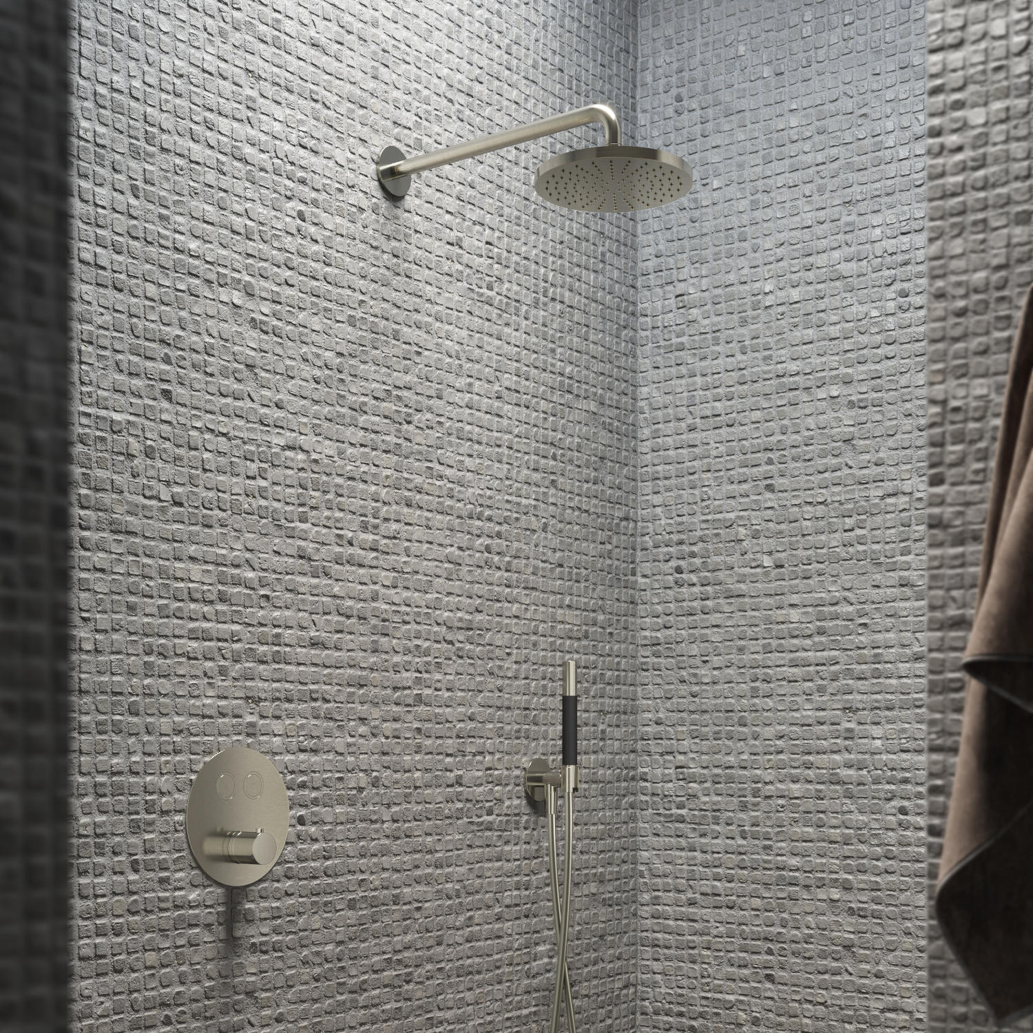 Hotbath complete thermostatische douche inbouwset cobber met 2 pusHotbathuttons afbeelding 5