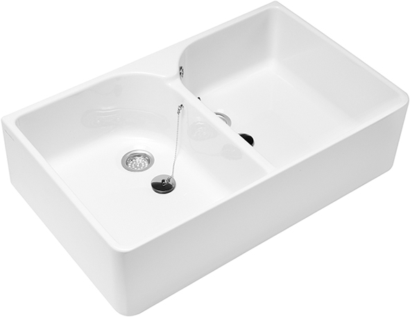 v&b o.novo dubbele spoelbak wit alpin ceramicplus 895 x 220 x 550 mm afbeelding 2