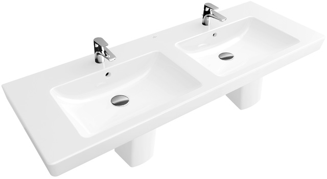 v&b subway 2.0 dubbele meubelwastafel wit alpin ceramicplus 1300 x 470 mm afbeelding 2