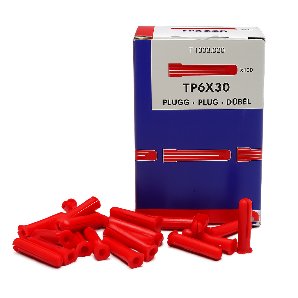 Thorsman pluggen 6mm en 30mm lang rood - 100 stuks (1003020)
