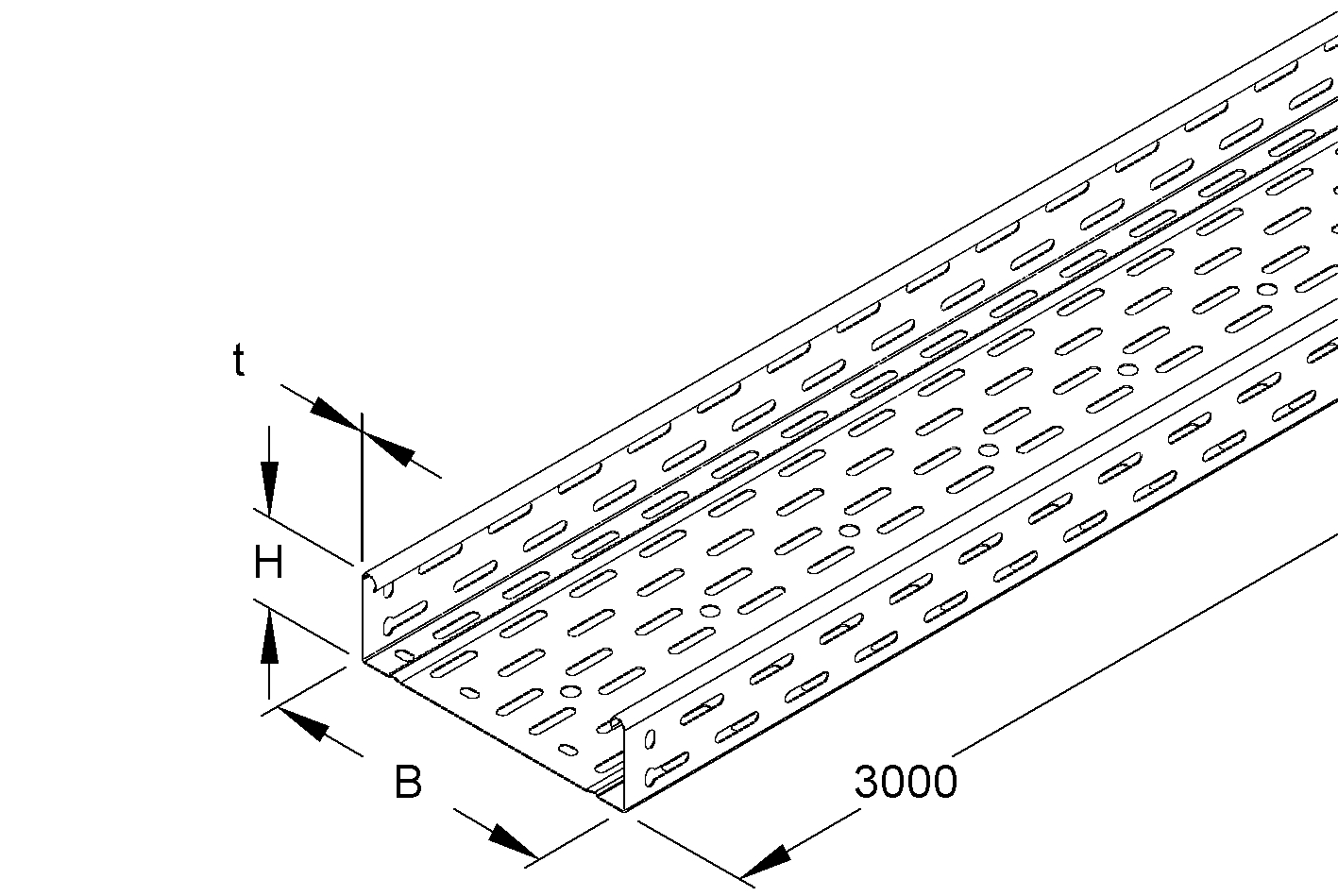 Kabelgoot perf. 60 70mm 3m kopp RLC60.070